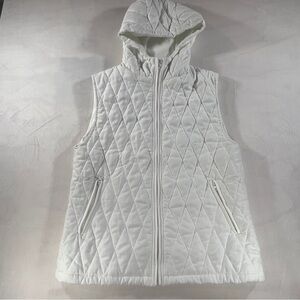 White Quilted Hooded Vest
